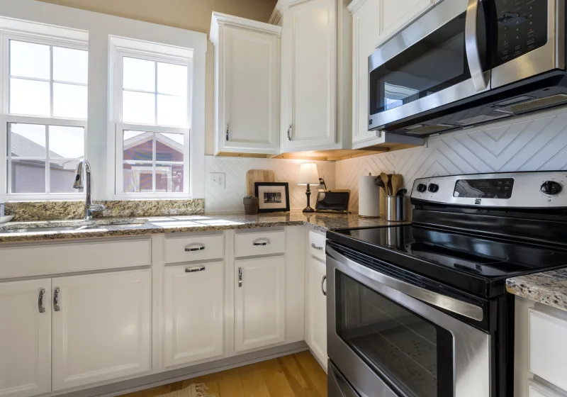Stainless steel range in a built-in kitchen