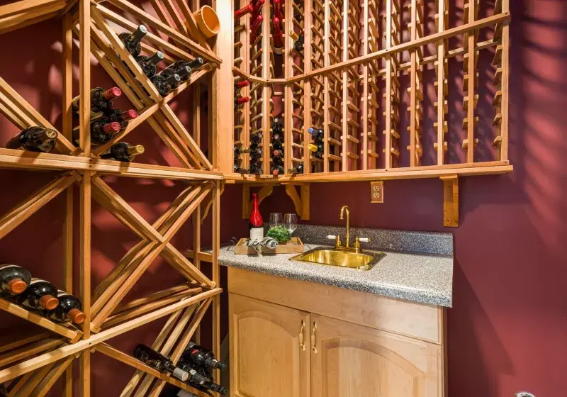 Wine cooler stocked with bottles